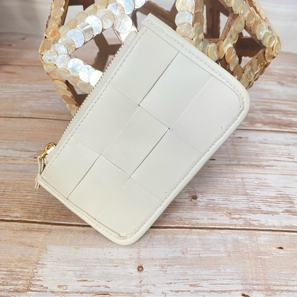 TIME AND TRU - LEATHER WOVEN CLUTCH WALLET